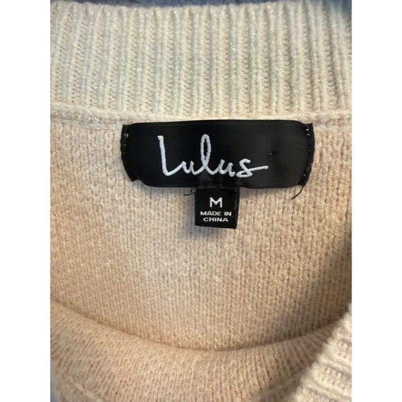 Lulus Zebra Stripe Cream Knit Sweater Size M - Picture 3 of 4